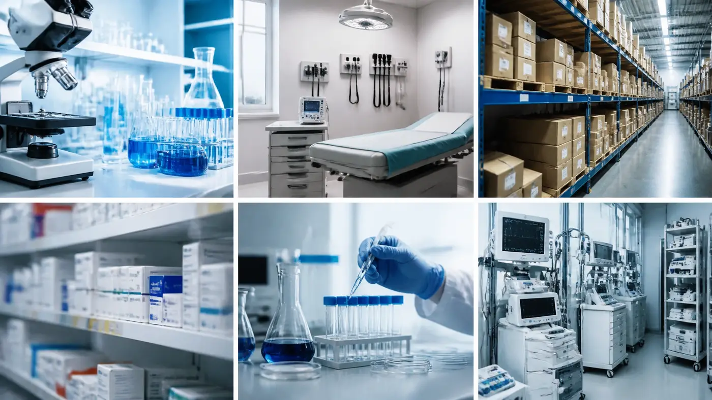 Profesional de la salud revisando equipo médico en un entorno clínico